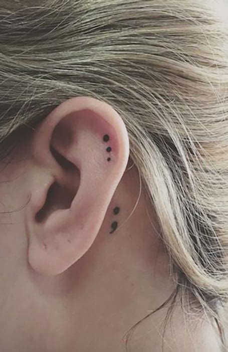 semicolon tattoo behind ear meaning.